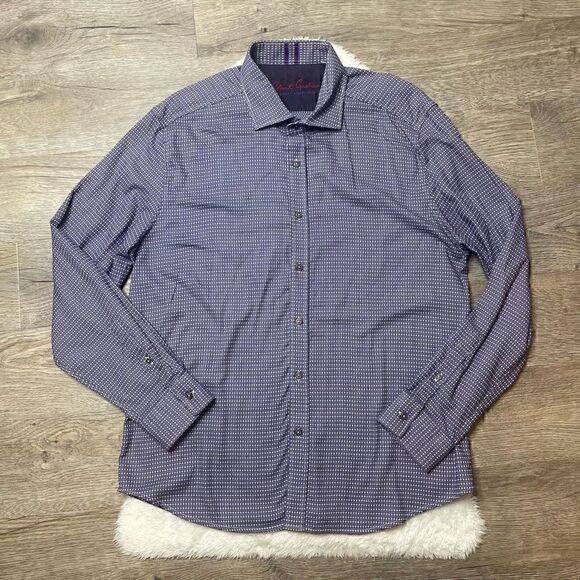 Robert Graham Modern Americana Purple Pattern Long Sleeve Shirt Mens 2XL - Picture 1 of 9